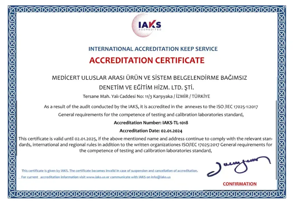 ISO 17025 Certificate